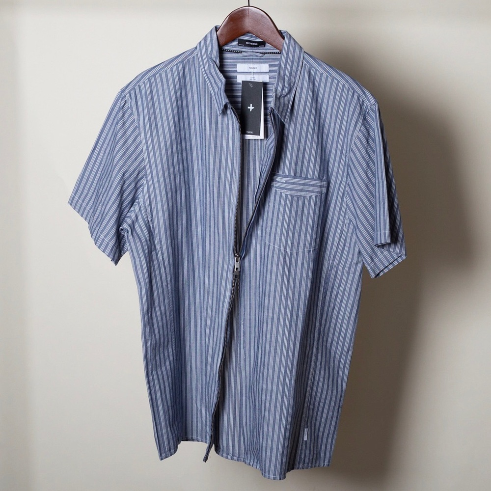 Tavik Mens Shirt Short Sleeve Collar w/ Zipper L